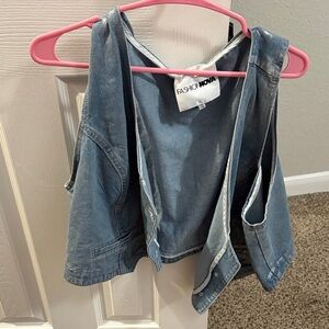Fashion Nova Light Blue Denim Vest